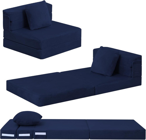 Navy foldable futon chair bed - foldable,