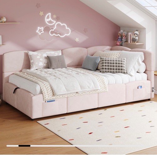 Pink velvet upholstered sofa - velvet,