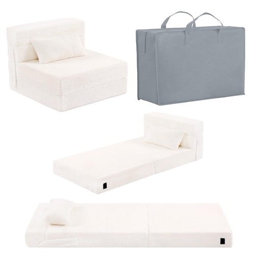 Folding sofa bed beige - folding, floor